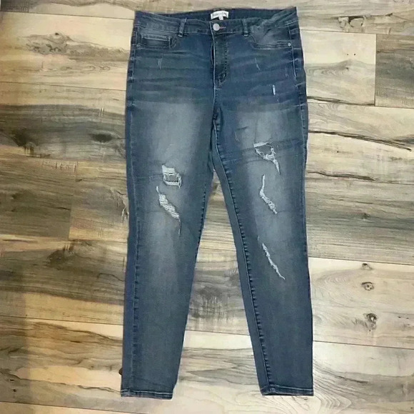 REWIND 15/32W blue jeans distressed ankle jeans - Picture 1 of 12